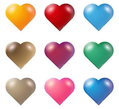 Set of heards in different colors Stock Illustration