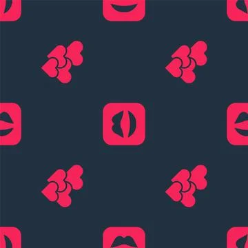 Set Heart and Smiling lips on seamless pattern. Vector 스톡 일러스트