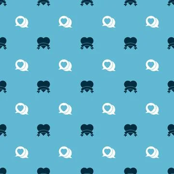 Set Heart and in speech bubble on seamless pattern. Vector イラスト素材