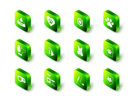 Set Heart with animals footprint, Turtle, Paw, Pet house, Animal health Stock Illustration