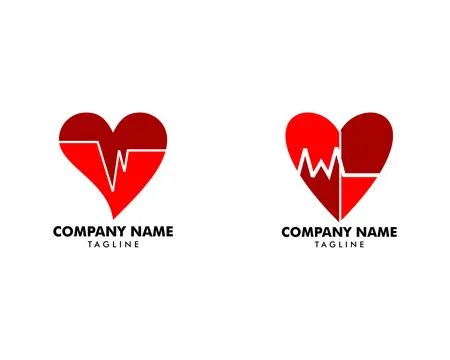 Set of Heart Beat Logo Template Design Stock Illustration