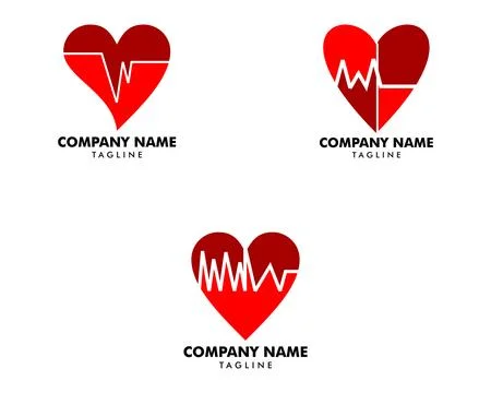 Set of Heart Beat Logo Template Design Stock Illustration