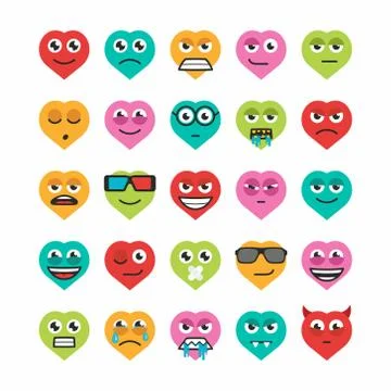 Set heart emoticons Illustrazione stock
