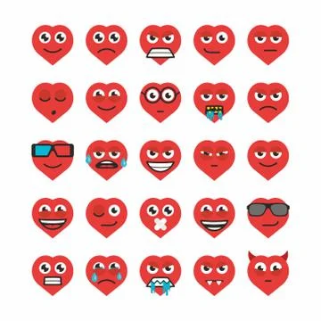 Set heart emoticons Stock Illustration