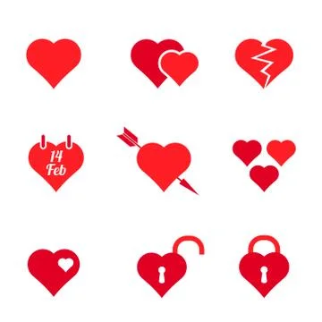 Set of heart icons Stock Illustration