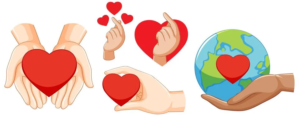 Set of heart love elements 库存插图