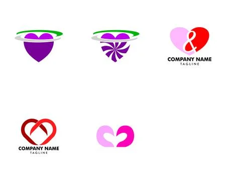 Set of Heart Love Logo Template Vector Icon Design Stock Illustration