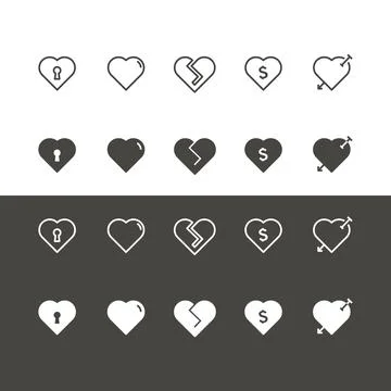 Set of heart, love. Vector icon template Illustrazione stock