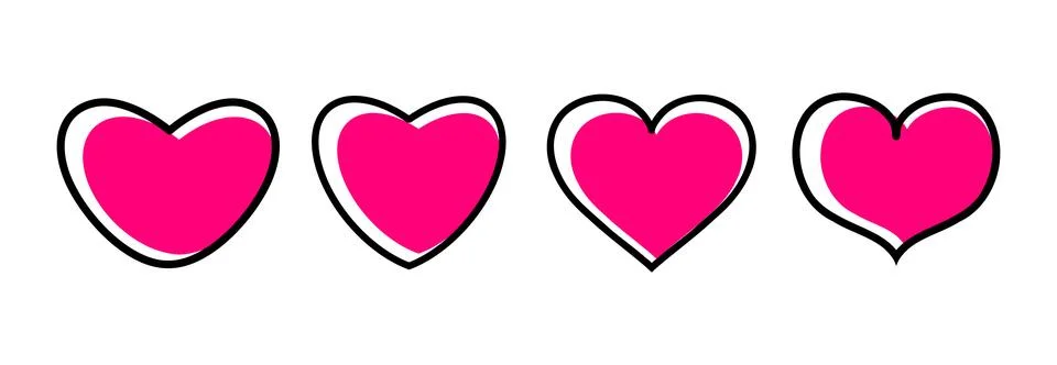 Set heart shape with line. Vector Icon. Valentine's Day, medicine concept. Stock Illustration