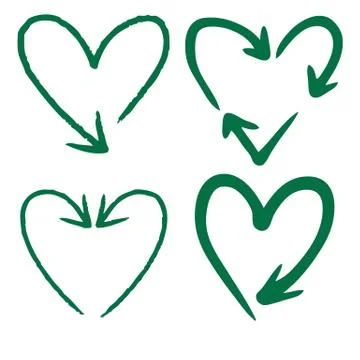 Set of heart shaped arrow Illustrazione stock