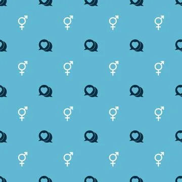 Set Heart in speech bubble and Gender on seamless pattern. Vector Stock Illustration