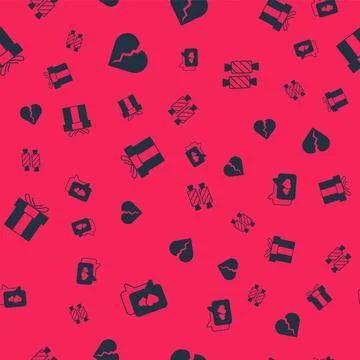 Set Heart in speech bubble, Broken heart or divorce, Gift box and Candy on .. イラスト素材