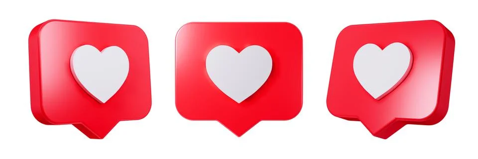 Set of heart in speech bubble icon isolated on a white background. Stock Illustration