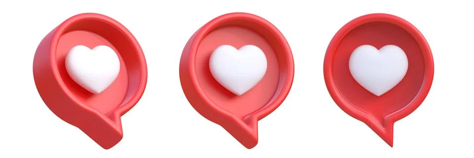 Set of heart in speech bubble icon isolated on a white background Stock Illustration