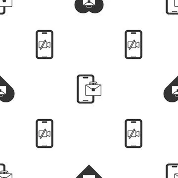 Set Heart with text work, Freelancer and Video camera Off on mobile on seamle Illustrazione stock