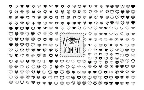 A Set of Heart vector Bundle. Collection of  illustrated heart icons Stock Illustration