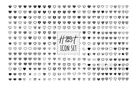 A Set of Heart vector Bundle. Collection of  illustrated heart icons 스톡 일러스트
