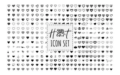 A Set of Heart vector Bundle. Collection of  illustrated heart icons Stock Illustration