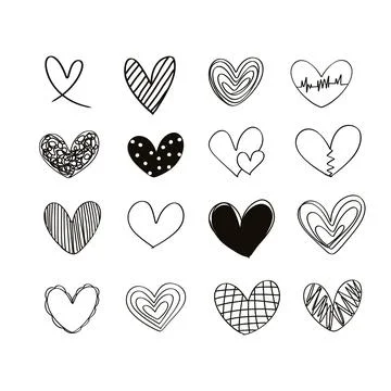 Set of heart vector icons isolated on white background. Vector illustration. Stock Illustration