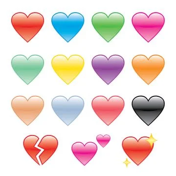 Set of Hearts and Heartbroken Vector Illustration.	 Stock Illustration