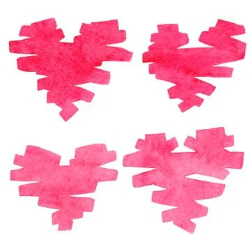 Set of hearts elements. Watercolor. Stock Illustration