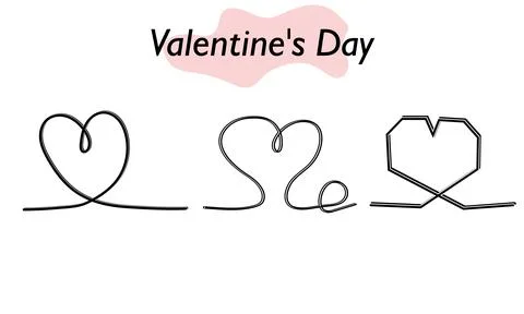 A set of hearts in a linear design. A symbol of love and a Valentine Day holiday Stock Illustration