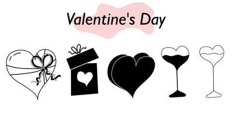 A set of hearts in a linear design. A symbol of love and a Valentine Day holiday Stock Illustration