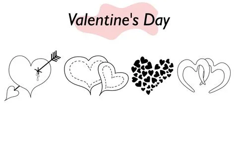 A set of hearts in a linear design. A symbol of love and a Valentine Day holiday Stock Illustration
