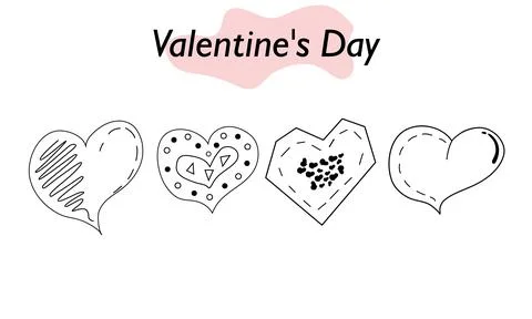 A set of hearts in a linear design. A symbol of love and a Valentine Day holiday Stock Illustration