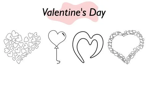 A set of hearts in a linear design. A symbol of love and a Valentine Day holiday Stock Illustration