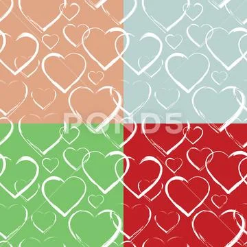 Set of Hearts Seamless Pattern Illustration