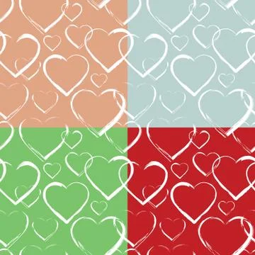Set of Hearts Seamless Pattern Stock Illustration