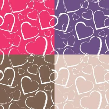 Set of Hearts Seamless Pattern Stock Illustration