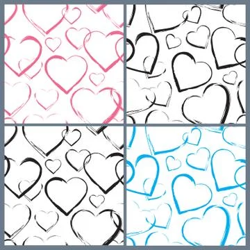 Set of Hearts Seamless Pattern Stock Illustration
