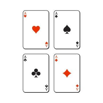 Set of hearts, spades, clubs and diamonds ace playing cards Stock Illustration