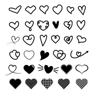 Set of Hearts with Various Styles Vector Illustration Stock Illustration