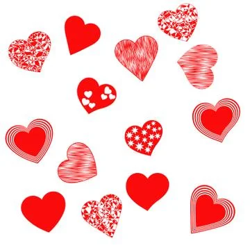 A set of hearts on a white background Stock Illustration