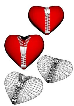 Set of hearts with zipper Stock Illustration