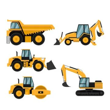 Set of heavy construction and mining machinery Stock Illustration