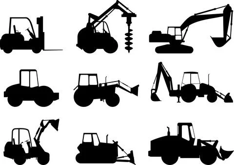 Set of heavy construction machines. Vector illustration Illustrazione stock