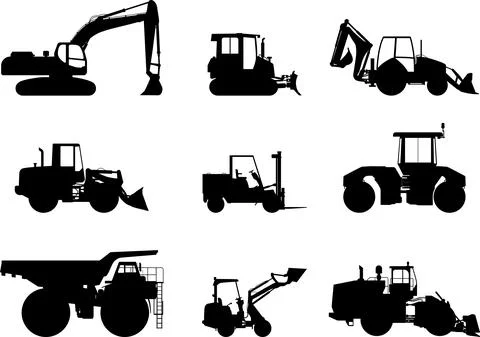 Set of heavy construction machines. Vector illustration Illustrazione stock