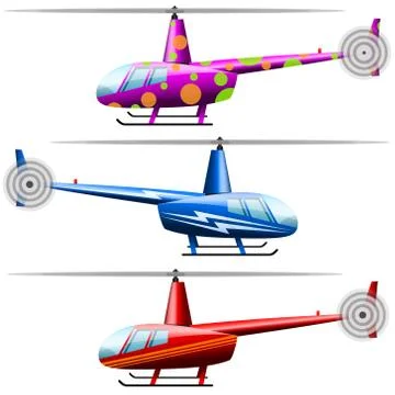 Set helicopters. White background. isolated objects Stock Illustration