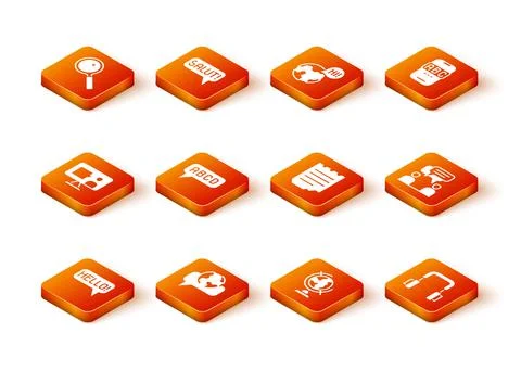 Set Hello in different languages, Learning foreign, Foreign online study Stock Illustration