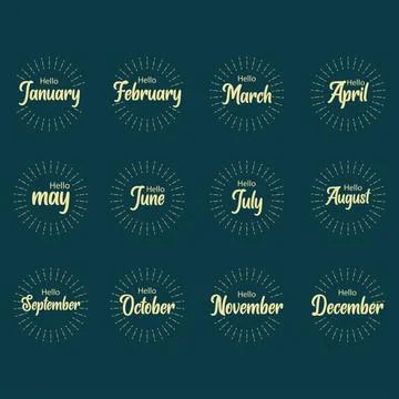 Set of Hello month typography flat design Illustration