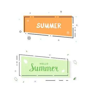 Set of Hello Summer horizontal banner. Vector illustration. Stock Illustration