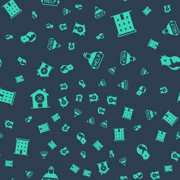 Set Help homeless, Multi storey building, No house and Shelter for on seamless Ilustración de archivo