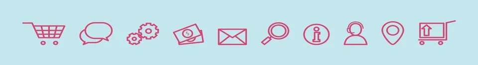 Set of help, support and contact cartoon icon design template Stock Illustration