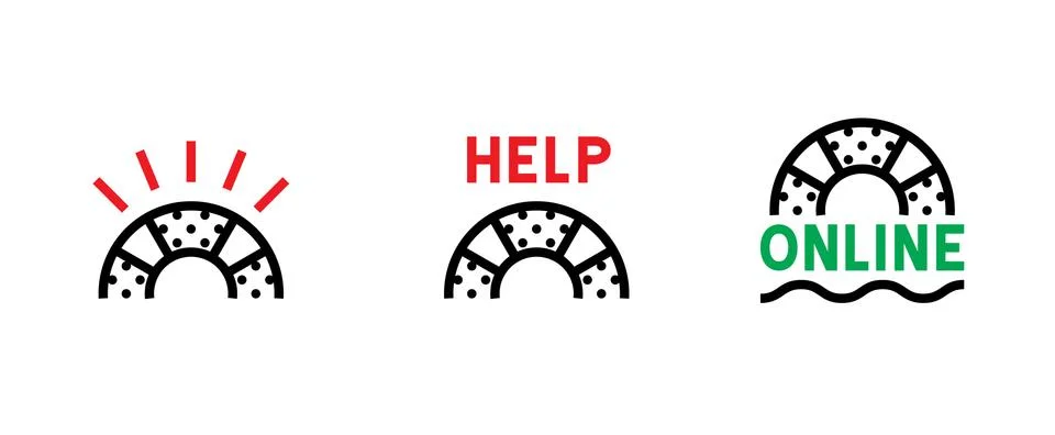 Set Help Support icons. Editable Vector Outline. Stock-Illustration