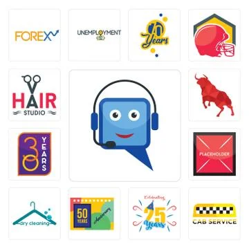 Set of helpdesk, cab service, celebrating 25 years, 50 years anniversary, dry Gratis stockillustratie