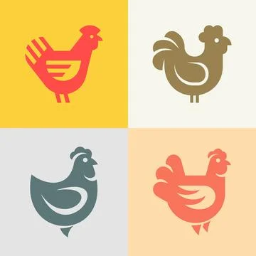 Set of Hen, chicken logo Illustration